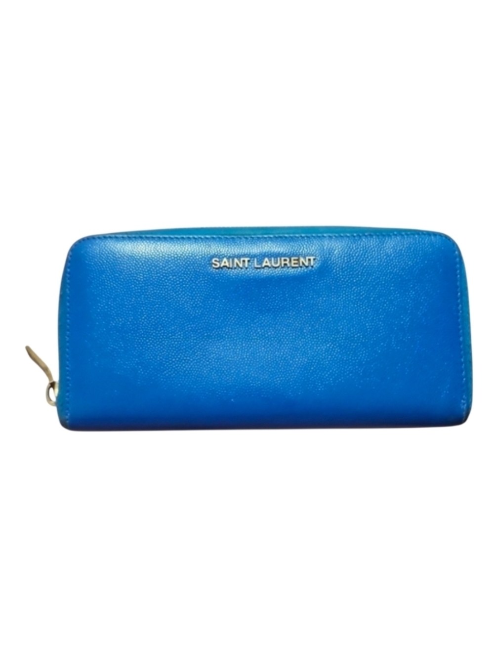SAINT LAURENT | YSL Blue Leather Zip-Around Continental Wallet